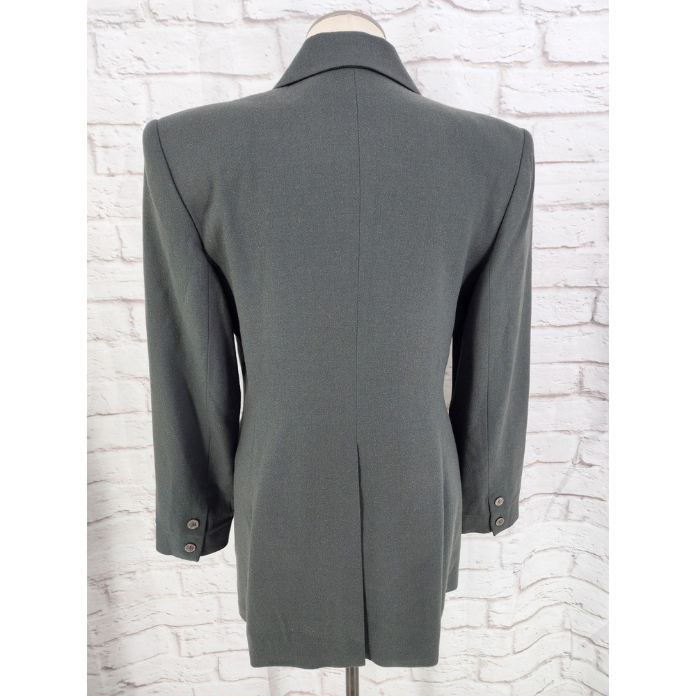 Vintage Wool Blazer Womens Size 8 Green Academia Steampunk Double Breasted Retro - Picture 3 of 8